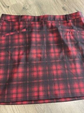 Maurices Maroon/Black Plaid Mini Skirt, Plus Size 1X